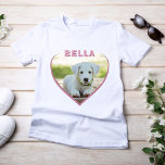 Dog Foto Naam Heart Dog Eigenaar T-Shirt<br><div class="desc">Hond Foto Naam Heart Dog Eigenaar T-Shirt. Het is een geweldig T-shirt voor een vrouw met een hond.</div>