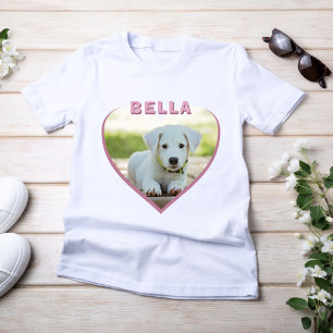 Dog Foto Naam Heart Dog Eigenaar T-Shirt