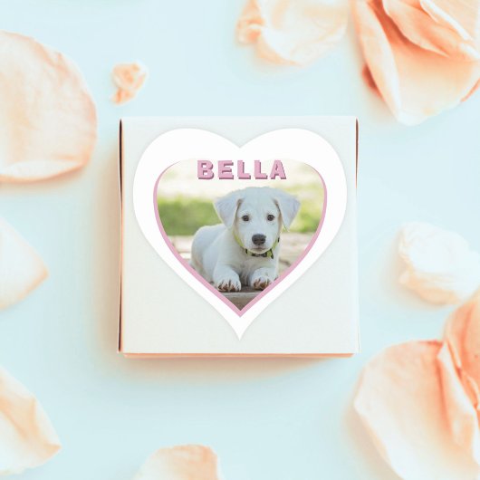 Dog Foto Naam Roze Heart Pet Hart Sticker