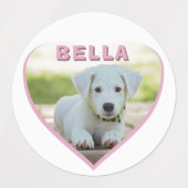 Dog Foto Naam Roze Heart Pet Labels (Design 1)