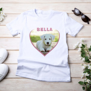 Dog Foto Naam Roze Heart T-Shirt