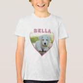 Dog Foto Naam Roze Heart Tri-Blend Shirt (Voorkant)