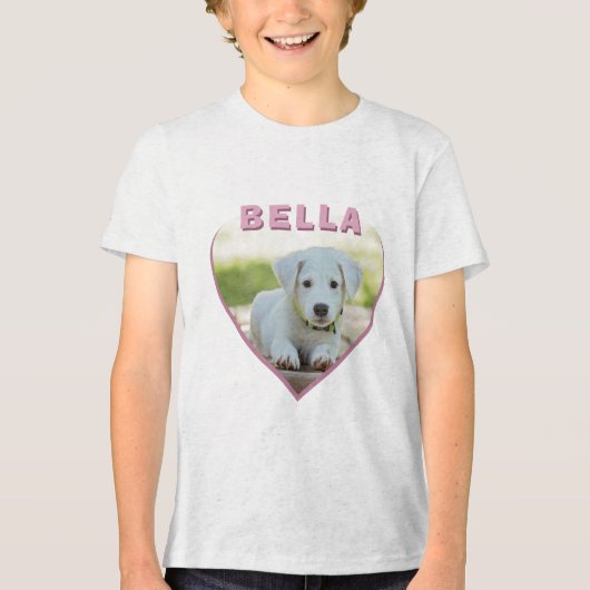 Dog Foto Naam Roze Heart Tri-Blend Shirt (Voorkant)