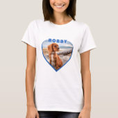 Dog Foto Name Blue Heart Dog Owner T-Shirt (Voorkant)