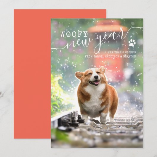 Dog-foto nieuwe jaars feestdag feestdagenkaart (Voorkant / Achterkant)