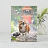 Dog-foto nieuwe jaars feestdag feestdagenkaart (Staand voorkant)