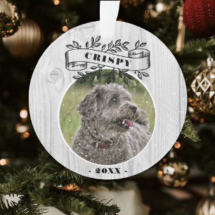 Dog Foto Rustic Wood Foto gepersonaliseerd Ornament