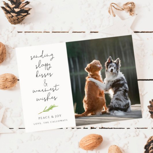 Dog Foto Sloppy Kisses Kerstfeestdag Kaart