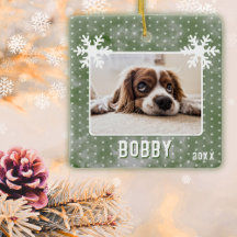 Dog Foto Snowflakes Green Pet Name Kerstmis