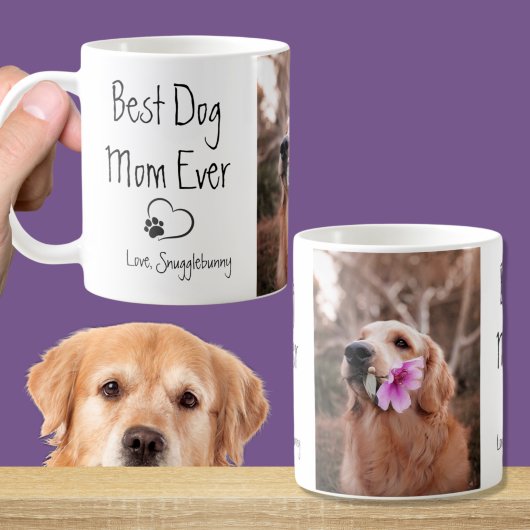 Dog Foto Super Mam Heart Paw Print Koffiemok