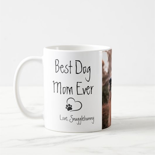 Dog Foto Super Mam Heart Paw Print Koffiemok (Links)
