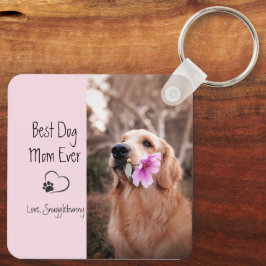 Dog Foto Super Mam Heart Paw Print Sleutelhanger