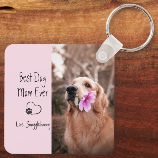 Dog Foto Super Mam Heart Paw Print Sleutelhanger (Achterkant)
