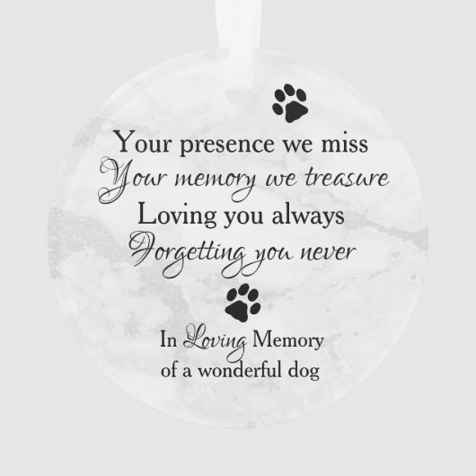 Dog Foto Sympathia Quote Marble Pet Memorial Ornament (achterkant)