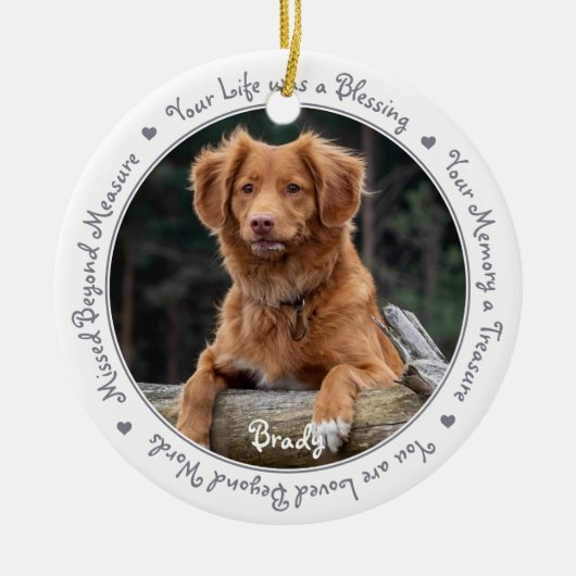 Dog Foto Sympathie Keepomwille Pet Memorial Keramisch Ornament (Voorkant)