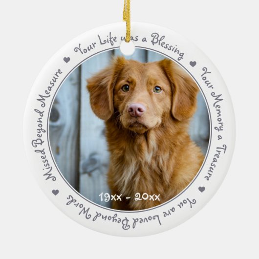 Dog Foto Sympathie Keepomwille Pet Memorial Keramisch Ornament (Achterkant)