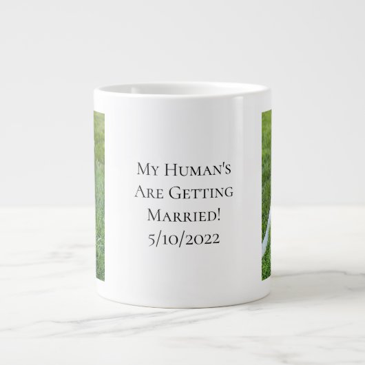 Dog Foto Verloving Mijn mens wordt getrouwd Grote Koffiekop (Voorkant)