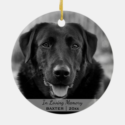 Dog Fotonaam kerstfoto Memorial Keramisch Ornament (Achterkant)