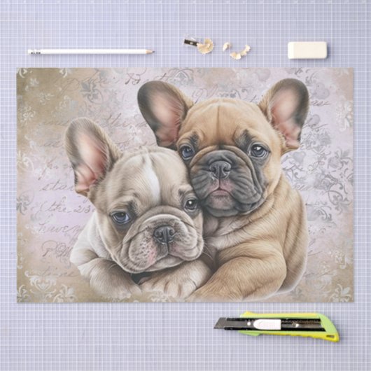 Dog French Bulldog Dogs Cute Couple Tissuepapier (Craft)