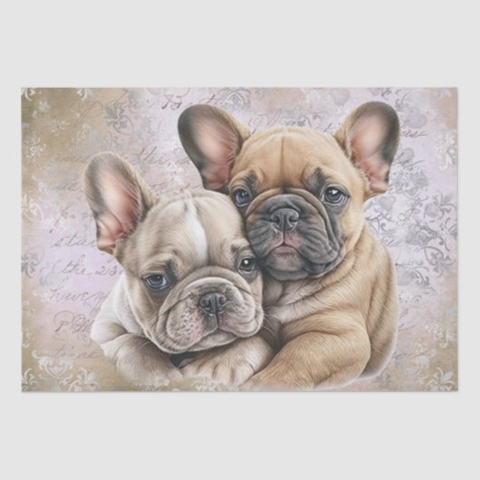 Dog French Bulldog Dogs Cute Couple Tissuepapier (Voorkant)