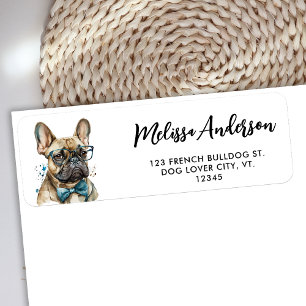 Dog French Bulldog Personalized Pet Return Address Etiket