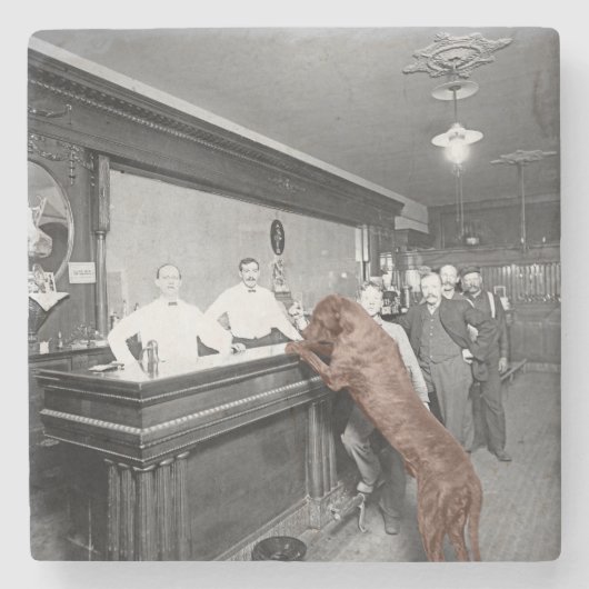 Dog Friendly Saloon Tavern Bar 1900 Foto Stenen Onderzetter (Voorkant)
