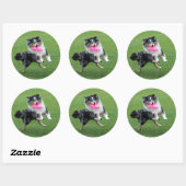 Dog Frisbee Ronde Sticker (Vel)