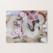 Dog Garden Flowers Jigzaag Puzzle Legpuzzel (Horizontaal)