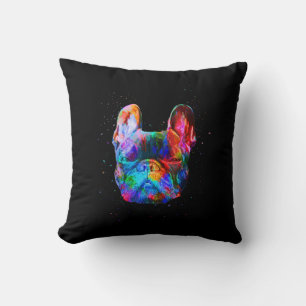 Dog Geometric Color Splash Pop Art French Bulldog Kussen
