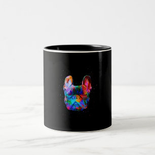 Dog Geometric Color Splash Pop Art French Bulldog Tweekleurige Koffiemok