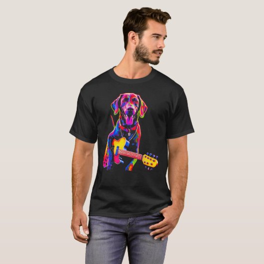 Dog German Shorthaired Pointer Guitar T-shirt (Voorkant volledig)