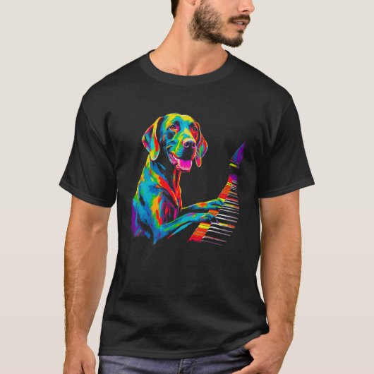 Dog German Shorthaired Pointer Piano Pianist T-shirt (Voorkant)