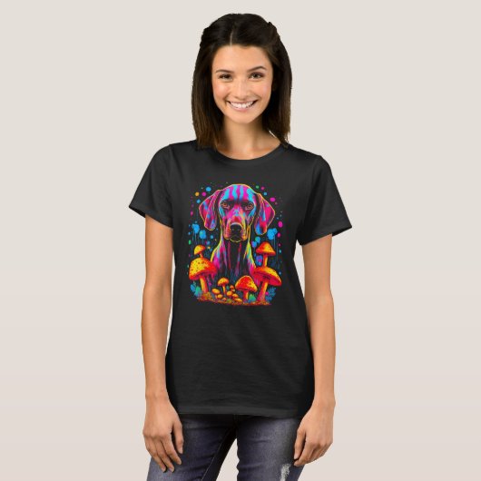 Dog German Shorthaired Pointer Psychedelic Mushroo T-shirt (Voorkant volledig)