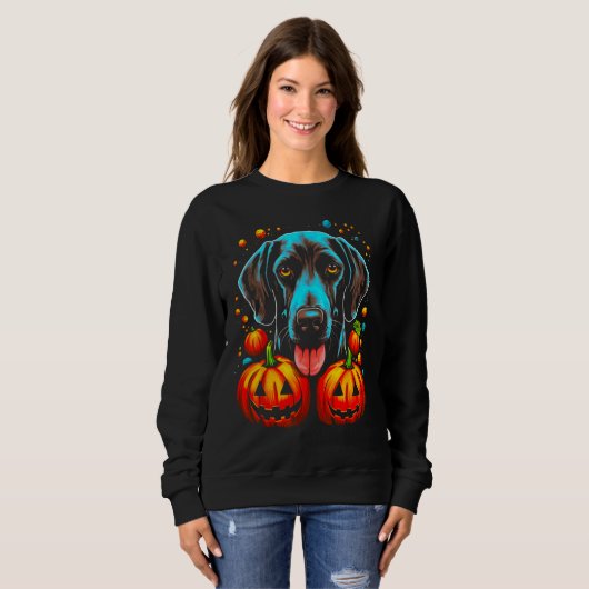 Dog German Shorthaired Pointer Pumpkin Halloween Trui (Voorkant volledig)