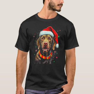 Dog German Shorthaired Pointer Santa Christmas T-shirt