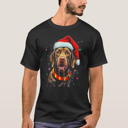 Dog German Shorthaired Pointer Santa Christmas T-shirt (Voorkant)