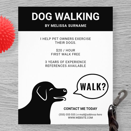 Dog Gezegde Walk? - Zwarte en witte hond Walker Flyer