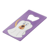 Dog Ghost Halloween Costume Creditkaart Flessenopener (Voorkant Gekanteld)