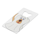Dog Ghost Halloween Costume Creditkaart Flessenopener (Achterkant Gekanteld)