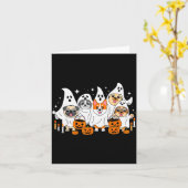 Dog Ghost Halloween  Kaart (Gele Bloem)