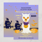 Dog Ghost in costume Halloween Party Kaart (Voorkant / Achterkant)