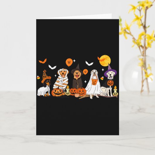 Dog Ghost Witch Mummy Halloween Costume Men Women  Kaart (Gele Bloem)