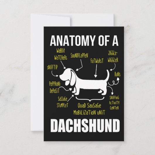 Dog Gift | Anatomie van Dachshund Bedankkaart (Voorkant)
