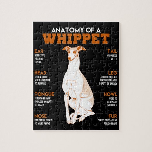 Dog Gift | anatomie van een whippet-hond voor een Legpuzzel (Verticaal)