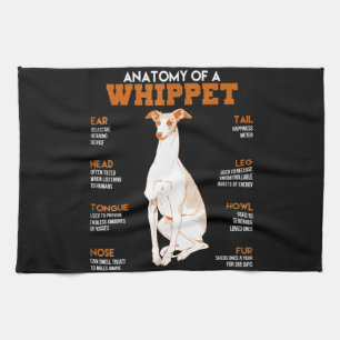 Dog Gift   anatomie van een whippet-hond voor een  Theedoek