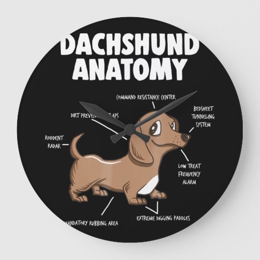 Dog Gift | Anatomy Dachshund Funny Weiner Grote Klok (Voorkant)