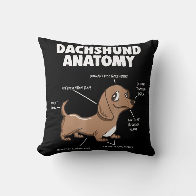 Dog Gift | Anatomy Dachshund Funny Weiner Kussen (Voorkant)