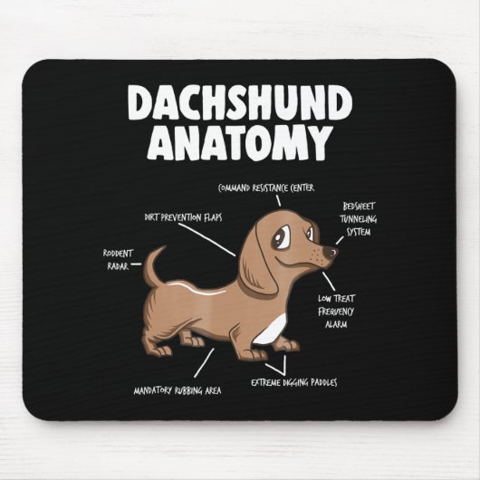 Dog Gift | Anatomy Dachshund Funny Weiner Muismat (Voorkant)