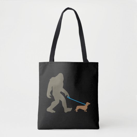 Dog Gift | Bigfoot Walking Dachshund Tote Bag (Voorkant)