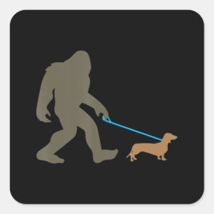 Dog Gift   Bigfoot Walking Dachshund Vierkante Sticker